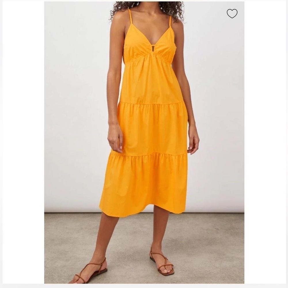 Rails Avril Tiered Midi Dress Spaghetti Straps Size XS in Yellow
